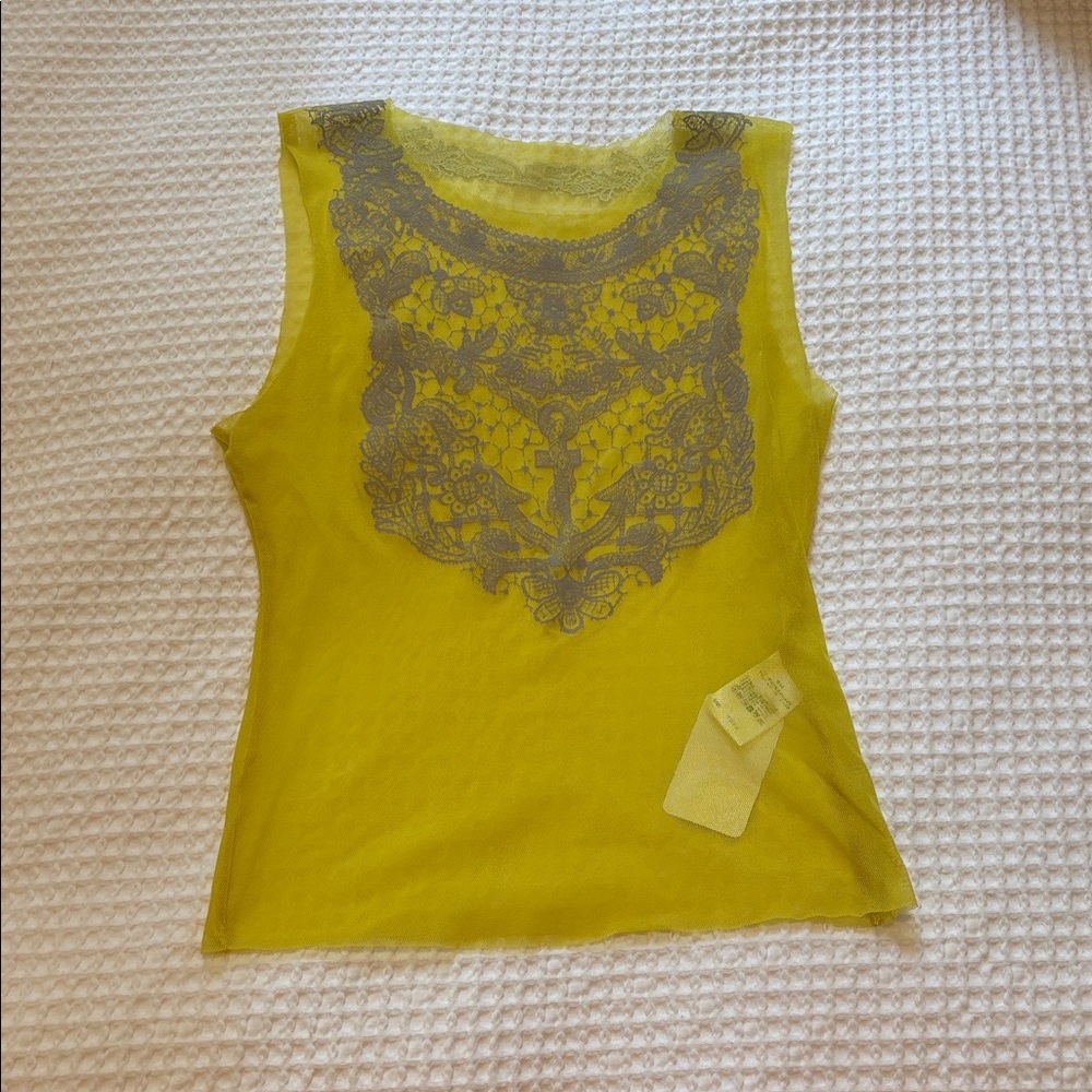 NWT Antipast Yellow Sheet Mesh Top